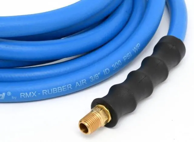 Alt view image 4 of 6 - 3/8" x 300ft Rubber Air Hose, High-Performance Pneumatic Hose for Automotive, Construction & Industrial Use, Durable, Flexible, High-Pressure Hose with Brass Fittings for Air Tools