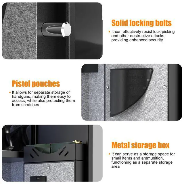 Alt view image 2 of 6 - Fireproof Gun Safe, 5 Gun Heavy Biometric Fingerprint Rifle Safe, Gun Safes for Home Rifle and Pistols with LCD Screen Keypad and Silent Mode, 3 Adjustable Gun Slots