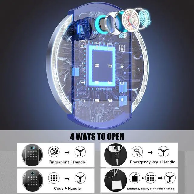 Alt view image 3 of 6 - Fireproof Gun Safe, 5 Gun Heavy Biometric Fingerprint Rifle Safe, Gun Safes for Home Rifle and Pistols with LCD Screen Keypad and Silent Mode, 3 Adjustable Gun Slots