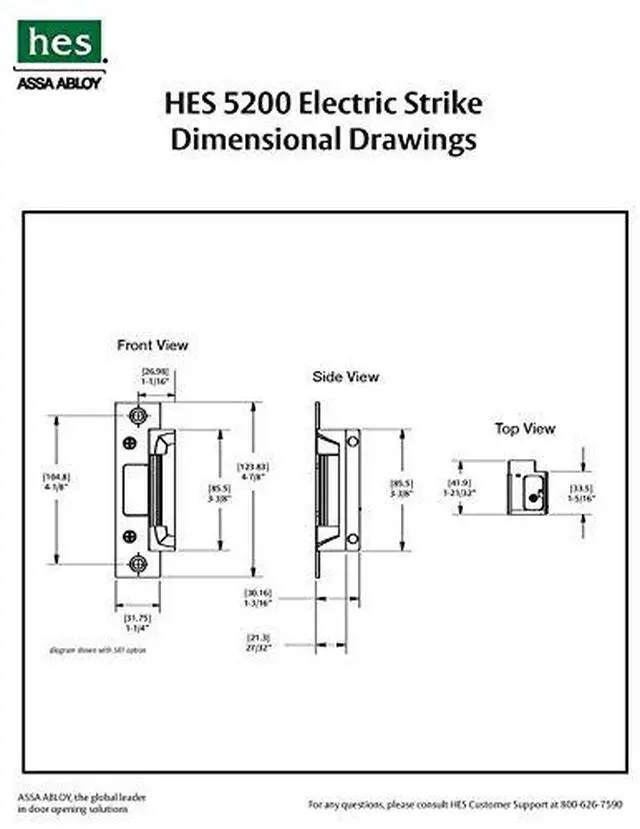 Alt view image 2 of 5 - HES 5200C-12/24D-630 Universal Door Electric Strike with Faceplate, Satin Stainless Steel, Static Strength 1500 lbs., Dynamic Strength 70 ft-lbs., Dual-Voltage 12 or 24 VDC/VAC