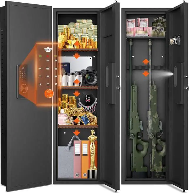 Main image of 53" Wall Safe Between the Studs, Digital Lock Tall Hidden Wall Safe with Dual Alarm System, In Wall Closet Gun Safe with 3 Adjustable Shelves, Magnetic Slot and Key Hook,Black