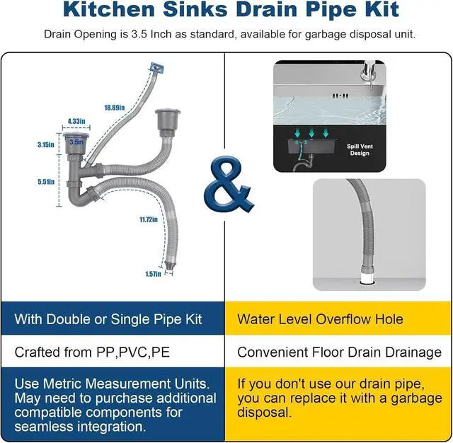 Alt view image 3 of 6 - 32" x 18" Drop-in/Topmount Double Bowl Kitchen Sink, Nano-Coated 304 Stainless Steel Kitchen Sink with Drain and Overflow