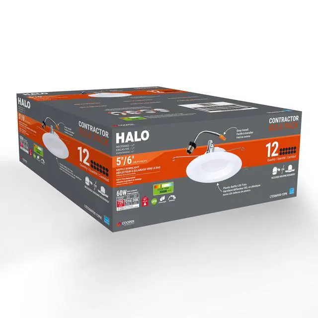 Alt view image 6 of 6 - LTE 12-Pack 5/6 in Indoor/Outdoor Recessed LED Trim Can Lights, 600 Lumens, 3000K Soft White, Dimmable, Wet Location, Energy Star, Air-Tite Certified - LTE566930-12PK