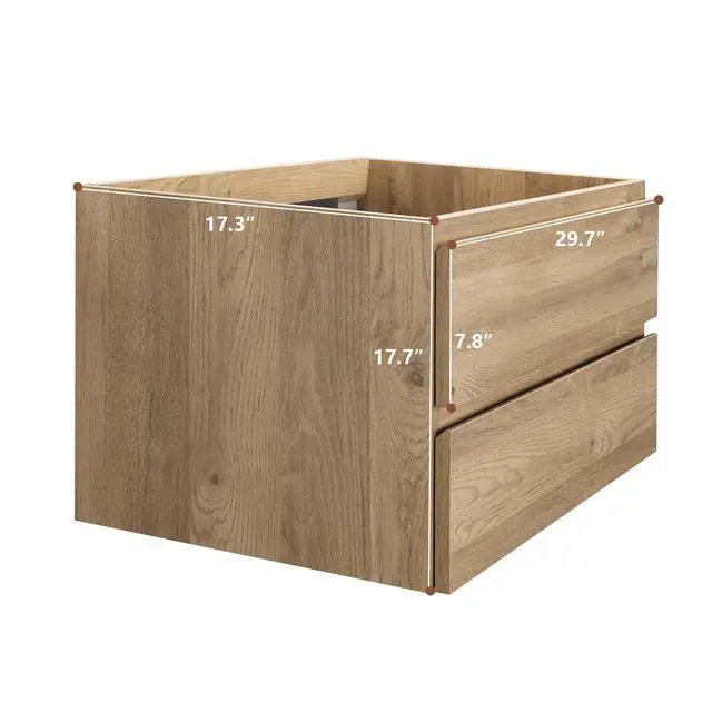 Alt view image 5 of 6 - Floating Bathroom Vanity with Sink and 2 Soft-Close Drawers Moisture-Resistant MDF, Space-Saving Design for Modern Bathrooms (Nature with Sink, 30)