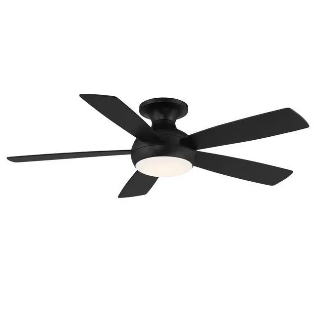 Alt view image 2 of 6 - F-035L-MB Odyssey Indoor or Outdoor Flushmount Smart Compatible Ceiling Fan with Remote Control 52in Blade Span Matte Black 3000K Warm White LED