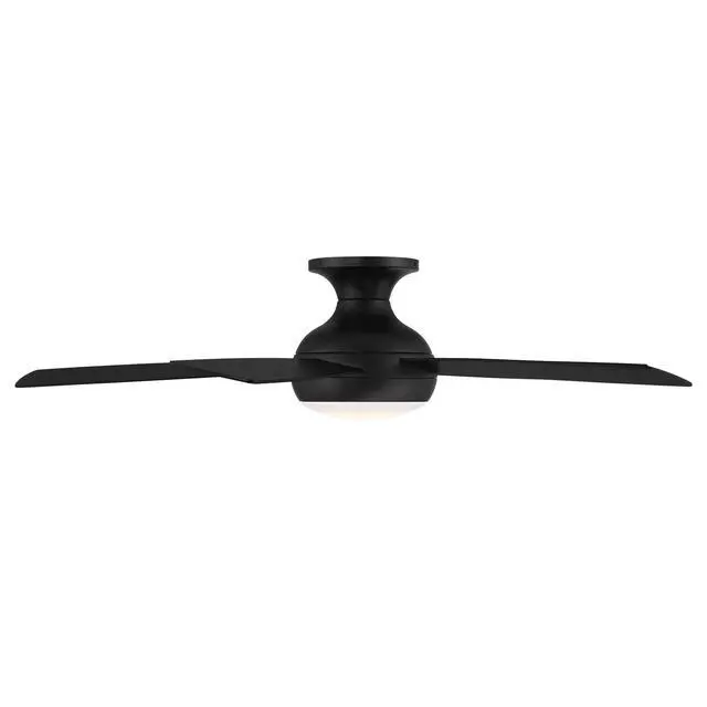 Alt view image 6 of 6 - F-035L-MB Odyssey Indoor or Outdoor Flushmount Smart Compatible Ceiling Fan with Remote Control 52in Blade Span Matte Black 3000K Warm White LED
