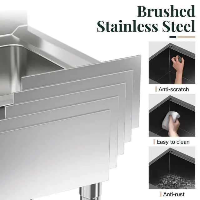 Alt view image 4 of 6 - 33" x 22" Farmhouse Sink Workstation, 16 Gauge Stainless Steel Apron Front Kitchen Sink, Single Bowl Farm Sink with Cutting Board, Roll-Up Rack, Drying Rack and Drain Assembly