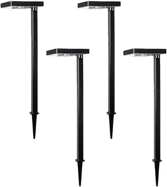 Main image of Contemporary Black Square Solar Garden Light, Heavy Duty Cast Aluminum 80 Lumen with Bright White and Warm White LED Options, 26.75 in Tall for Sidewalk, Pathway, 4-Pack 117iP490080