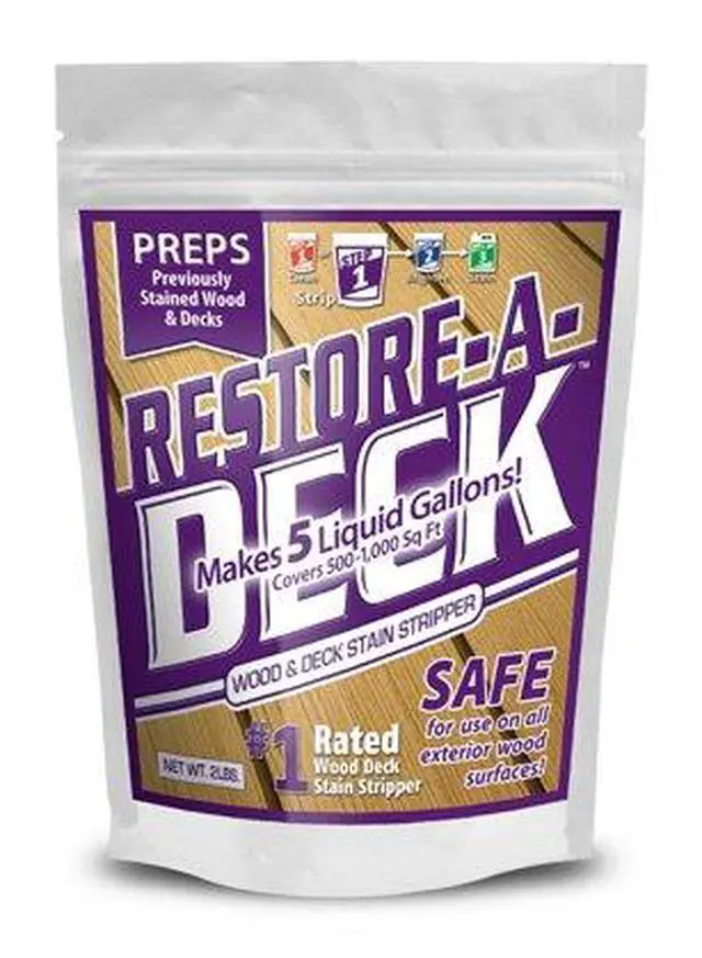 Alt view image 2 of 6 - Restore-A-Deck Stain Stripper, Wood Brightener, Booster, Thickening Gel Combo Pac Removes Failed Stains & Weathered Wood Coatings from Decks, Fences & Exterior Wood Deck Restoration Prep