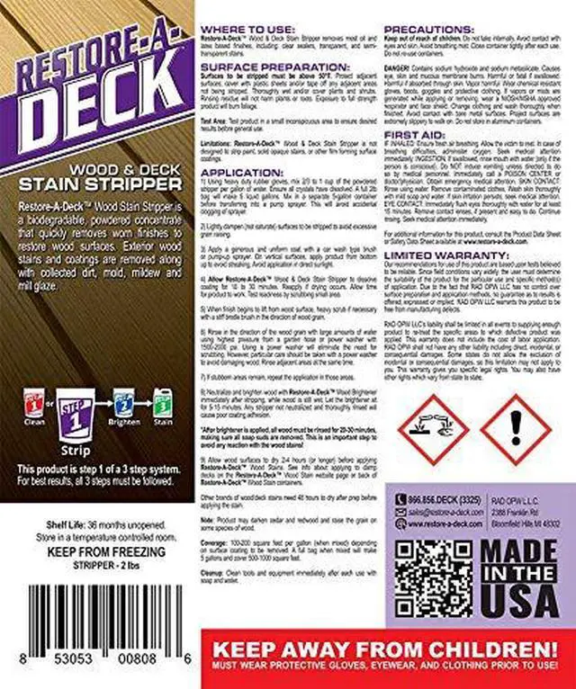 Alt view image 6 of 6 - Restore-A-Deck Stain Stripper, Wood Brightener, Booster, Thickening Gel Combo Pac Removes Failed Stains & Weathered Wood Coatings from Decks, Fences & Exterior Wood Deck Restoration Prep