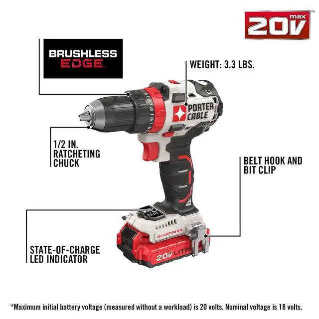 Alt view image 3 of 5 - 20V MAX Cordless Drill Driver Kit with 2 Batteries and Charger, 1/2 Inch (PCCK607LB)