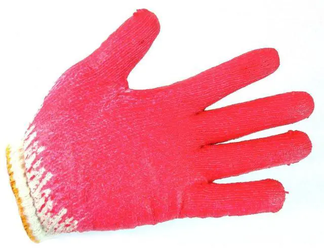 Main image of String Knit Palm Latex Dipped Gloves, Made in Korea (600, Red)