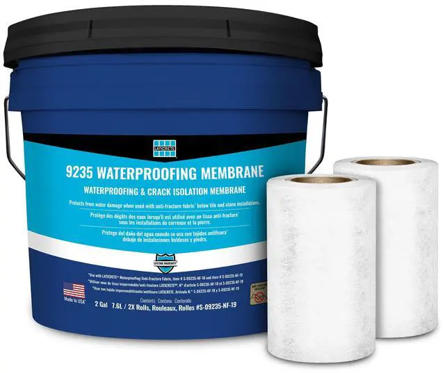 Main image of 9235 Liquid Waterproofing and Crack Isolation Membrane - Easy to Apply - for Ceramic, Porcelain Tile & Stone - 3.5 Gallon Kit with Waterproofing & Anti-Fracture Fabric