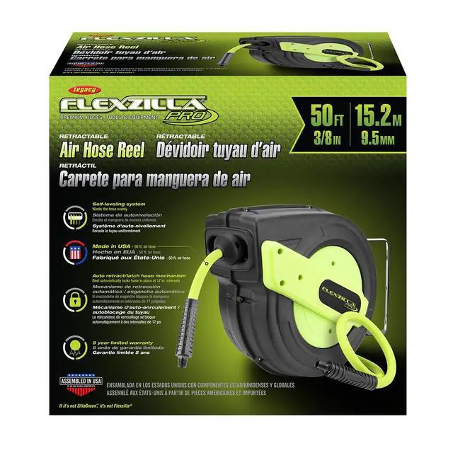 Alt view image 2 of 2 - Pro Enclosed Plastic Retractable Air Hose Reel, 3/8" x 50'