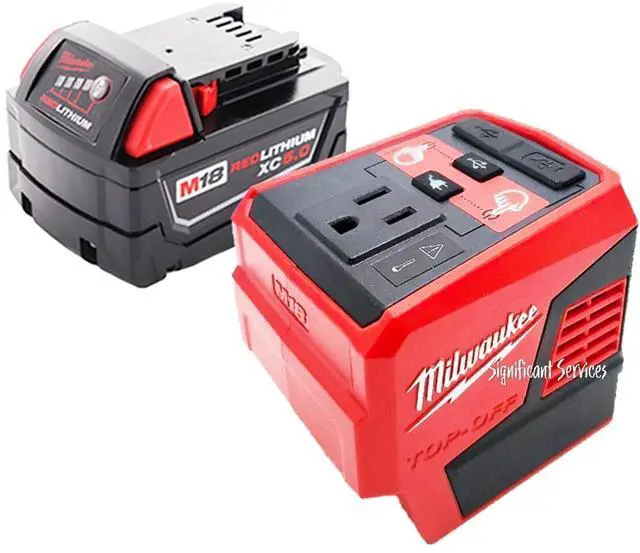 Main image of Tool 2846 50 M18 18 Volt 175 Watt Lithium Ion Powered Compact Inverter with 5.0 Ah Battery