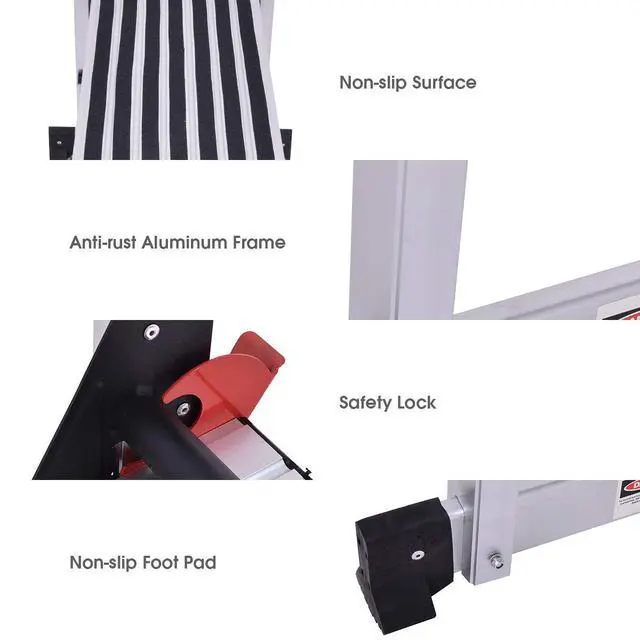 Alt view image 3 of 6 - Aluminum Platform Non-Slip Folding Work Bench Drywall Stool Ladder 330lbs Capacity