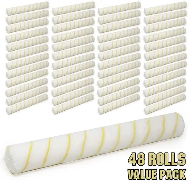 Alt view image 6 of 6 - 18 Inch Shedless Lint Free Paint Roller Covers with End Caps - 48PK -TH10328