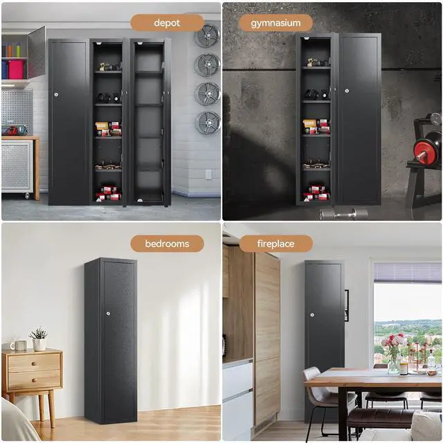 Alt view image 4 of 5 - Gun Safe, 59-Inch Tall Gun Cabinet, Home Safe, Large Safe for Home Use, Quick Access, with Drawers and Removable Shelves