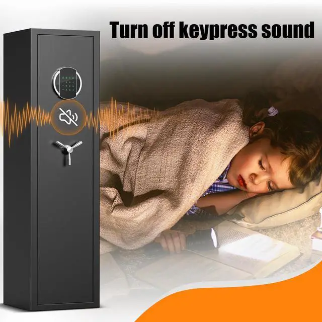 Alt view image 5 of 6 - Quick Access 3-5 Rifle & Pistol Safe with Dual Alarm System & Silent Mode, Gun Cabinet with 3 Adjustable Slots