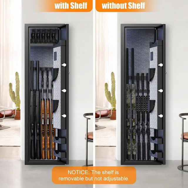 Alt view image 6 of 6 - Quick Access 3-5 Rifle & Pistol Safe with Dual Alarm System & Silent Mode, Gun Cabinet with 3 Adjustable Slots