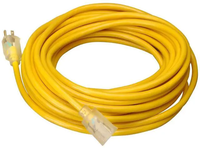 Main image of Southwire Extra Heavy Duty Extension Cord, 100Ft, 10 Gauge, 3 Conductor, Outdoor Cord, Lighted End, SJTW, Yellow, 2689SW0002