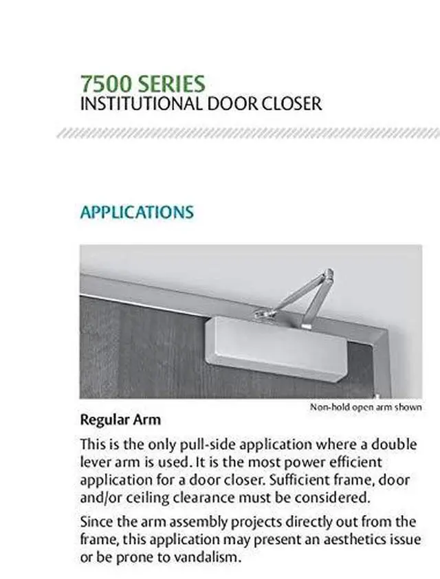 Alt view image 3 of 5 - Norton 7500 Series Institutional Door Closer, Tri-Style® (regular, top jamb, or parallel arm), Non-handed, Statuary Bronze (690)