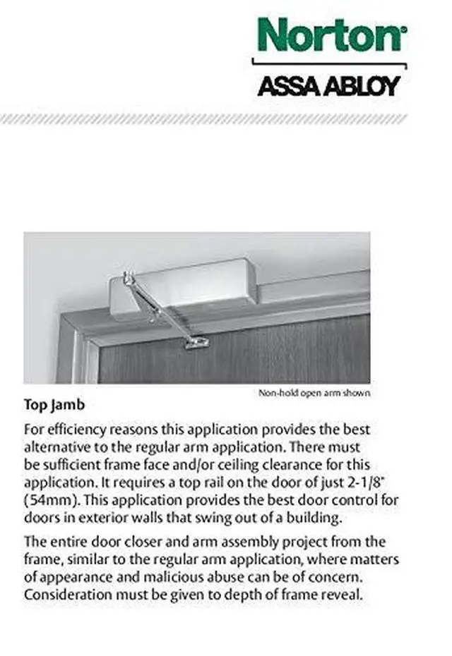 Alt view image 5 of 5 - Norton 7500 Series Institutional Door Closer, Tri-Style® (regular, top jamb, or parallel arm), Non-handed, Statuary Bronze (690)