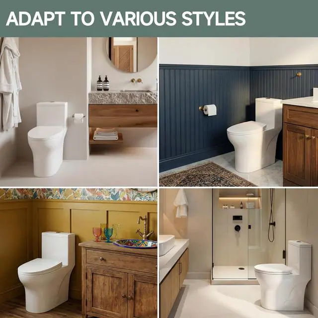 Alt view image 3 of 6 - 17 Inch Elongated One Piece ADA High Modern Toilet for Bathroom | Water Saving Dual Flush 1.0/1.28 GPF, Powerful Tornado Flush Skirted Tall Toilet, Comfort Chair Bowl Heigh 16.5 Inch, White