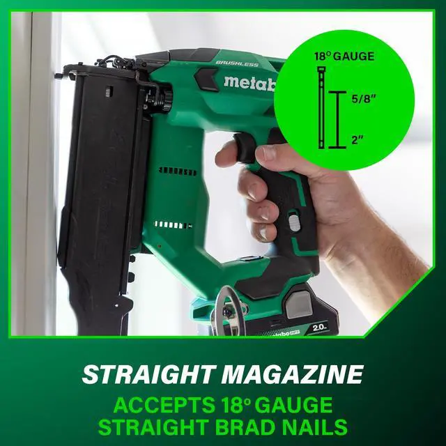 Alt view image 6 of 6 - 18V MultiVolt Brushless Compact Cordless Brad Nailer Kit, 18 Gauge Nailer with Power Tool 2.0Ah Lithium Ion Battery, Drives 5/8" to 2" Brad Nails, NT1850DFT
