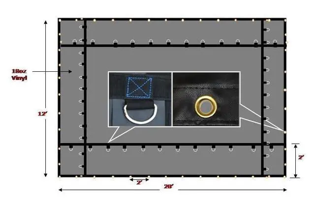 Alt view image 5 of 6 - 12'x20' Heavy Duty Smoke Tarp for Flatbed Truck - 18 Ounce Vinyl - Load Covering Tarp Protects Your Cargo from Exhaust Smoke & Dirt - Water Resistant