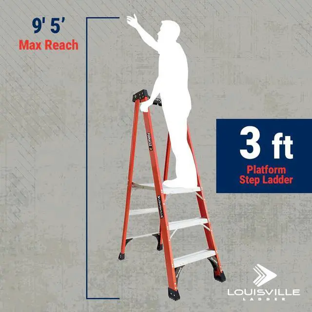 Alt view image 6 of 6 - 3-Foot Fiberglass Platform Step Ladder, 375-Pound Load Capacity, Type IAA, FXP1803HD