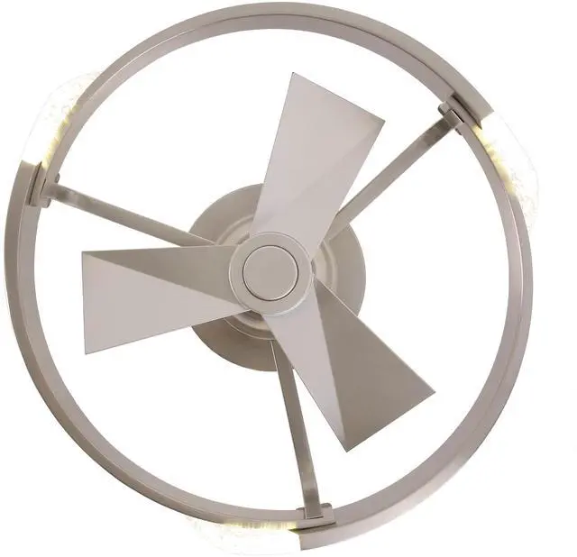 Alt view image 6 of 6 - 20" Low Profile Nickel Caged Ceiling Fan with Light and Remote - Modern Flush Mount Ceiling Fan, DC Motor, 3CCT, Timer, Unique Silver Fandelier Ceiling Fans for Bedroom Kitchen Living Room
