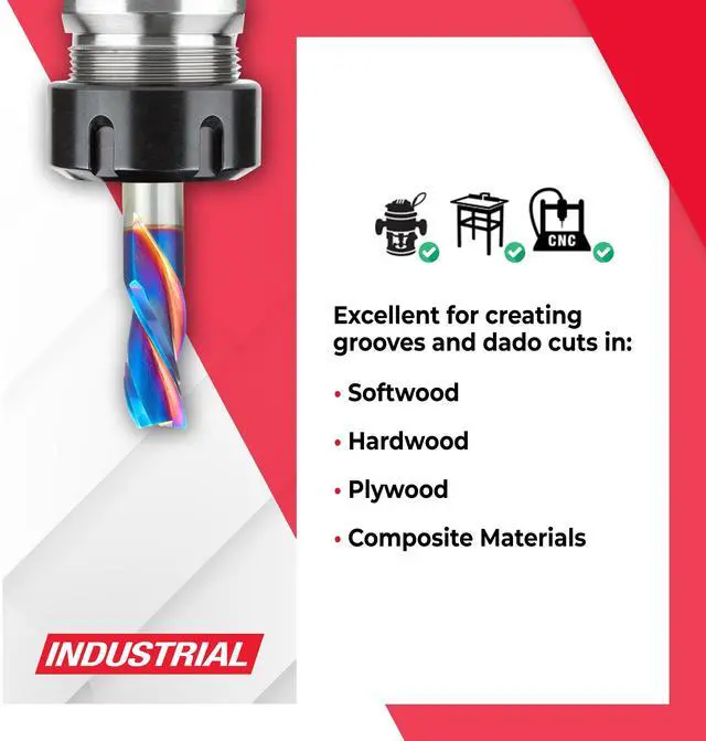 Alt view image 3 of 6 - 46500-K SC Spektra Extreme Tool Life Coated Spiral Plunge 3/4 Dia x 1-5/8 CH x 3/4 SHK 4 Inch Long Down-Cut 3 Flute Router Bit