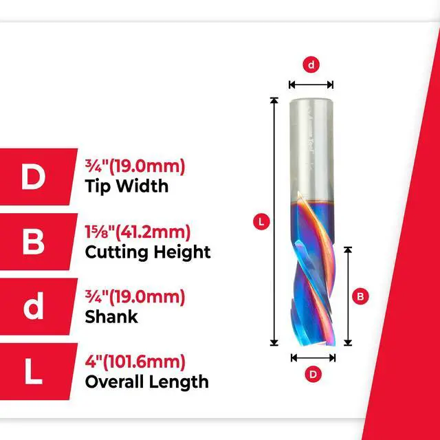 Alt view image 4 of 6 - 46500-K SC Spektra Extreme Tool Life Coated Spiral Plunge 3/4 Dia x 1-5/8 CH x 3/4 SHK 4 Inch Long Down-Cut 3 Flute Router Bit