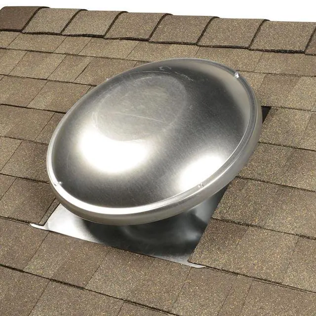 Alt view image 2 of 5 - GAF 1250 CFM Power Roof Mount Attic Fan ERV5 Energy-Efficient Design, Galvanized Steel, Optional Humidistat Mill Finish Attics Up to 2800 sq ft
