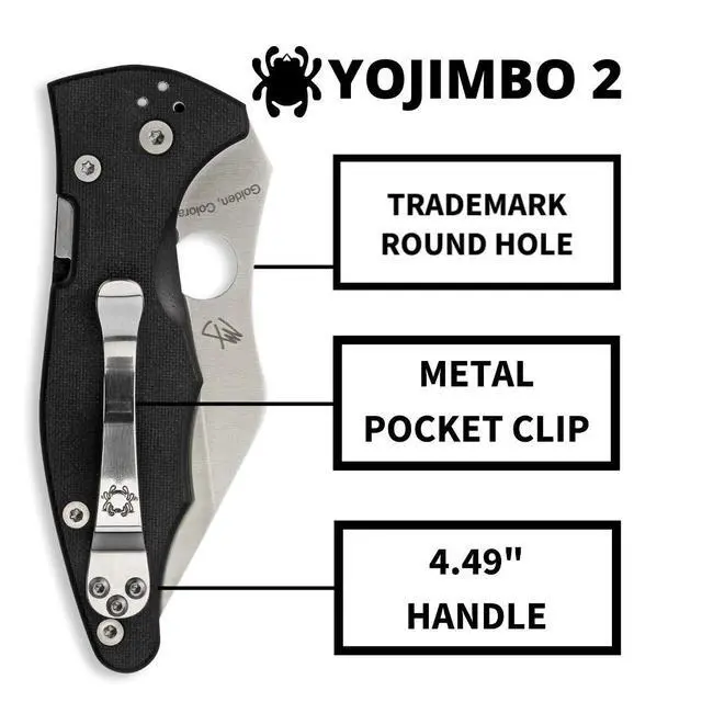 Alt view image 4 of 6 - Yojimbo 2 Folding Pocket Knife, PlainEdge | 7.69" Overall Length, 3.2" CPM S30V Steel Blade, G-10 Handle, Compression Lock, Hollow Grind