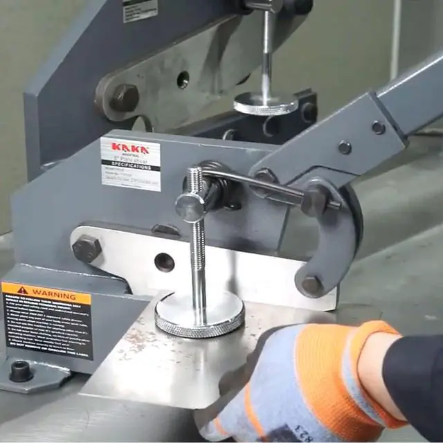Alt view image 3 of 6 - Manual Metal Shear HS-12, 12 inch Throatless Cutting Machine for Sheet Metal, Plate Steel and Round Bars - Portable Workbench-Mounted Tool