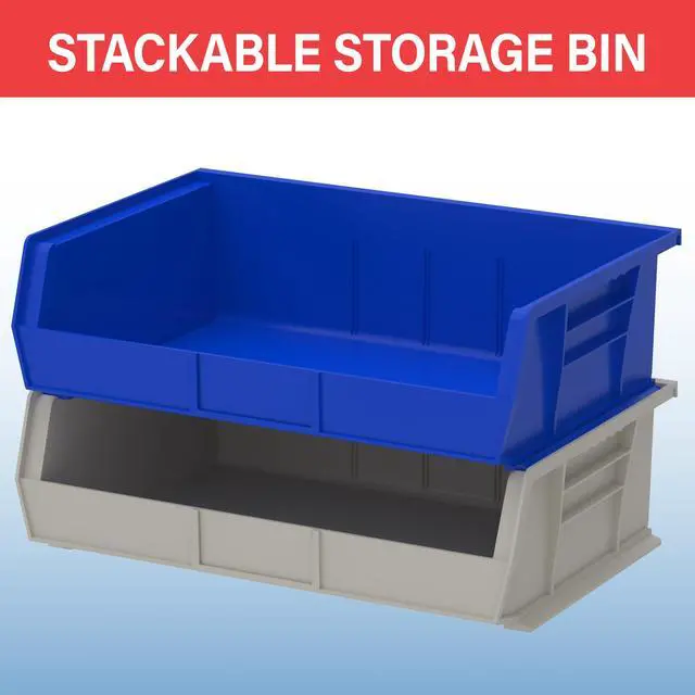Alt view image 4 of 6 - 30255 AkroBins Plastic Storage Bins, Space-Saving Stackable Bins for Garage, Pantry, Craft Organization, 11" x 16" x 5", Blue, 6-Pack