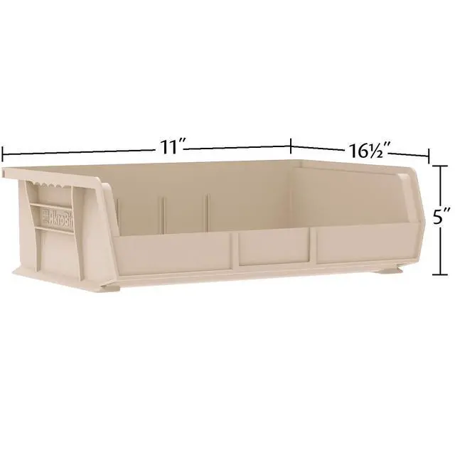 Alt view image 3 of 6 - 30255 AkroBins Plastic Storage Bins, Space-Saving Stackable Bins for Garage, Pantry, Craft Organization, 11" x 16" x 5", Red, 6-Pack