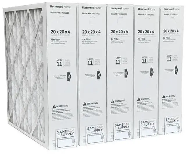 Main image of FC100A1011 (5 Pack) - 20" x 20" x 4" Pleated Air Filter, MERV 11 Bundle with Same Day Supply Filter Change Reminder