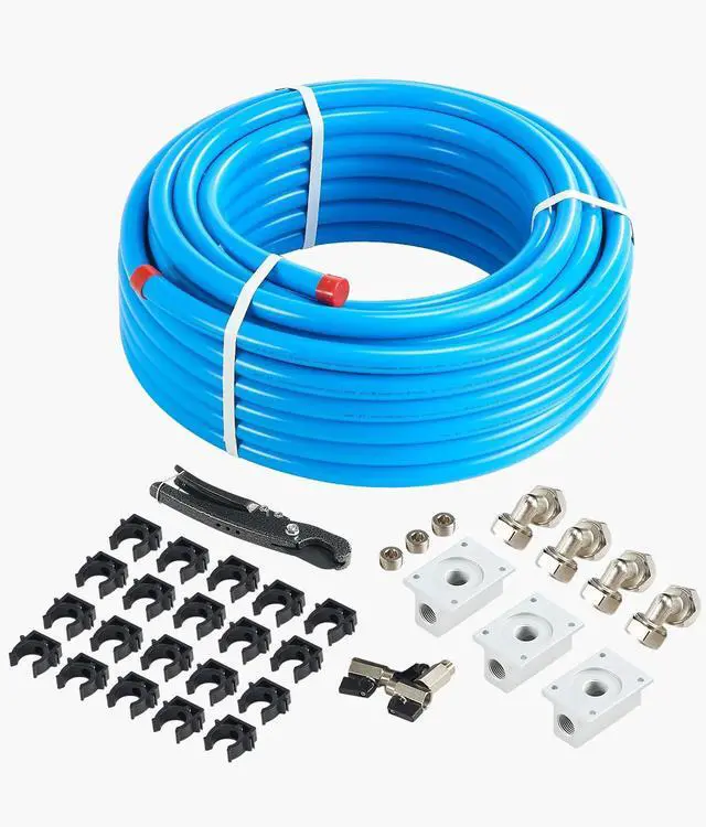 Main image of Air Compressor Line Kit, 100FT x 3/4", HDPE-Aluminum Compressed Air Piping System, Leak-Proof, Pressure-Resistant & Easy-to-Install, Compressed Air Line Tubing Kit for Garages Workshops, Blue