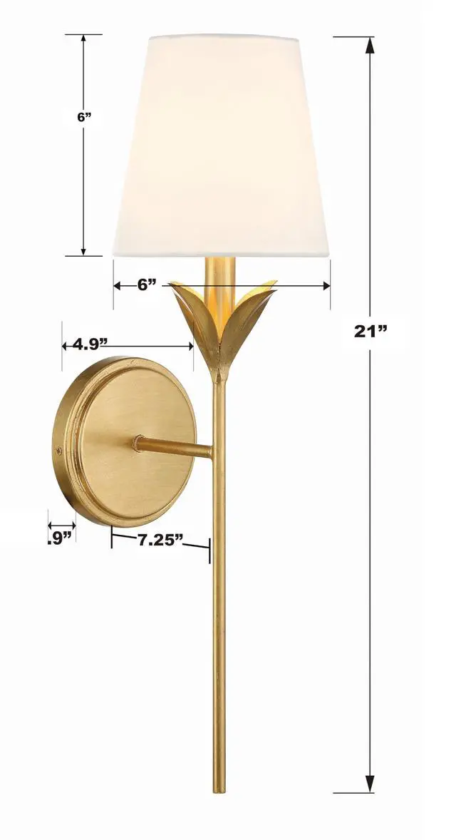 Alt view image 6 of 6 - Broche 6'' Antique Gold Sconce