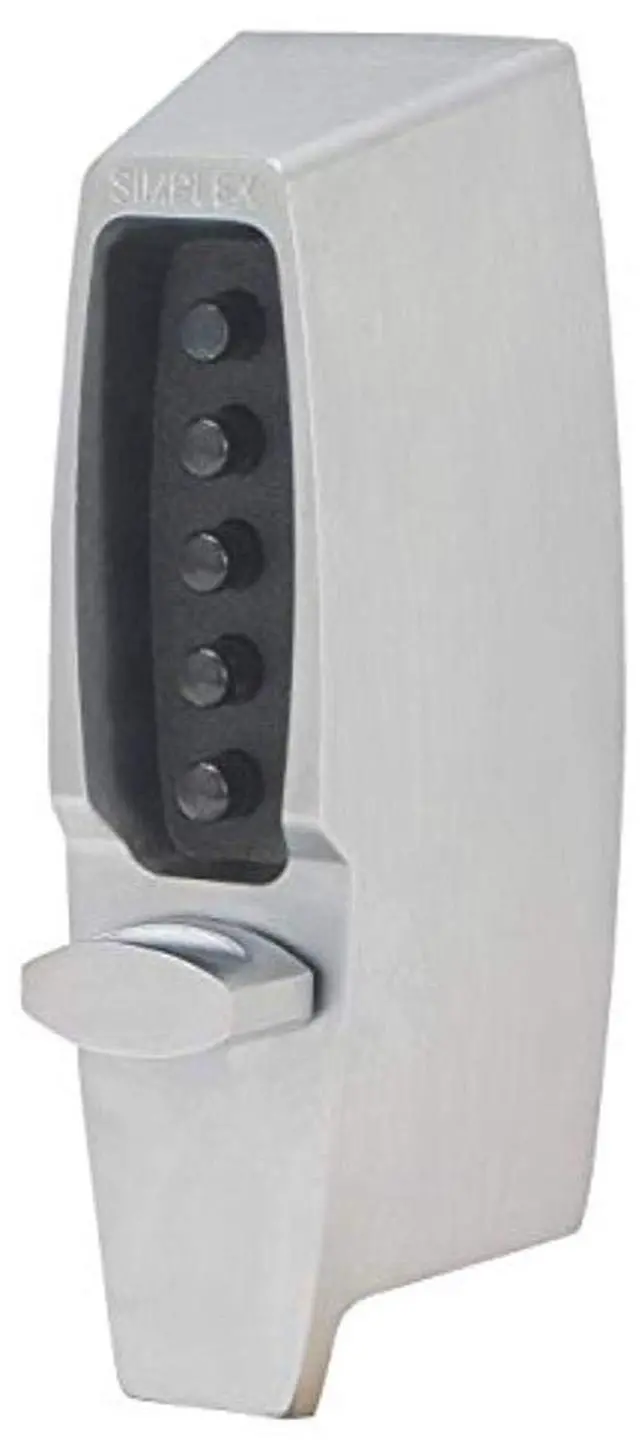 Main image of 710826D Kaba 7100 Series Metal Mechanical Pushbutton Auxiliary Lock with Thumbturn, 25mm Tubular Deadbolt, Flat Front Face Plate, 60mm Backset, Satin Chrome Finish