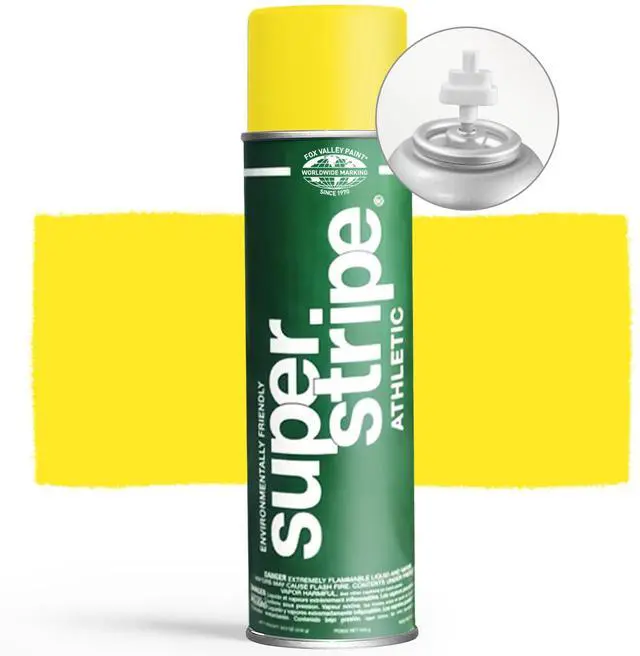 Alt view image 2 of 6 - Fox Valley Athletic Yellow Field Marking Spray Paint - 18 oz (Pack of 12), Easy-to-Use Water-Based Grass and Turf Field Marking Paint - Ideal for Tennis, Basketball Courts and Athletic Fields