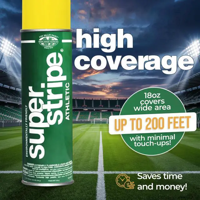 Alt view image 6 of 6 - Fox Valley Athletic Yellow Field Marking Spray Paint - 18 oz (Pack of 12), Easy-to-Use Water-Based Grass and Turf Field Marking Paint - Ideal for Tennis, Basketball Courts and Athletic Fields