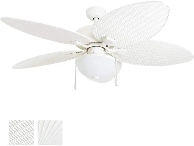 Main image of Ceiling Fans Inland Breeze Tropical 52 Inch Indoor Outdoor Ceiling Fan with Light, Pull Chain, 5 Blades with Reversible Motor, White
