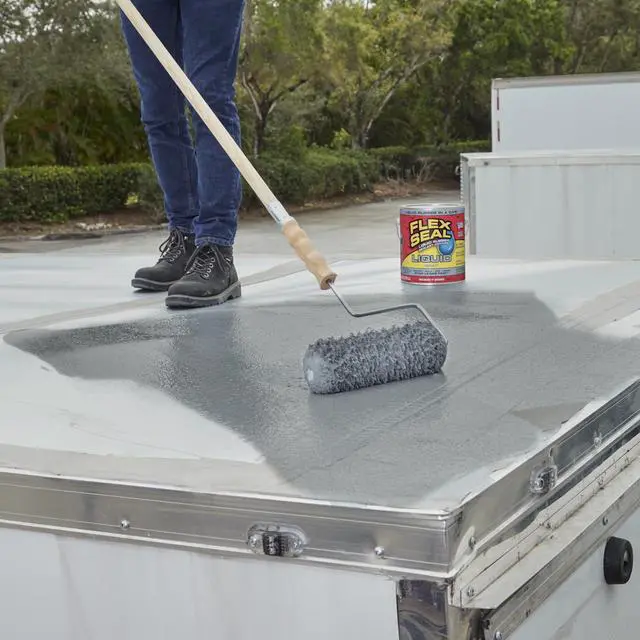 Alt view image 4 of 4 - Rubber Coating Sealant, Waterproof, Flexible, Breathable, and UV Resistant, Roof Repair, Basements, RV, Campers, Trailers, Marine, EPDM, Masonry, Gray, 1 Gallon