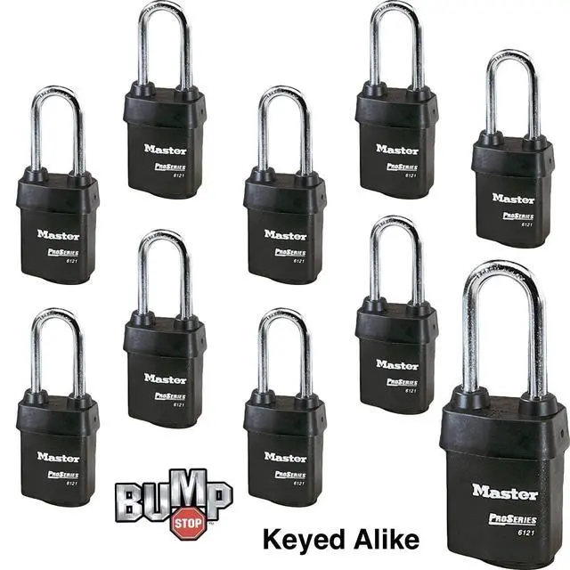 Alt view image 2 of 4 - Ten (10) High Security Pro Series Padlocks w/20 Keys, 6121NKALJ-10 w/BumpStop Technology