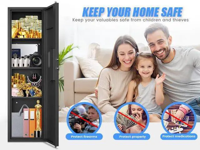 Alt view image 5 of 6 - 47"Tall Wall Safe Between the Studs,Hidden Wall Safe with Digital Lock - Fireproof & Waterproof, Dual Alarm System, Silent Mode,3 Adjustable Shelves,Magnetic Slot -Modern Steel Construction Black