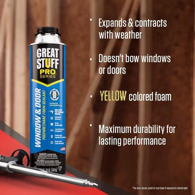 Alt view image 2 of 6 - Window & Door 20 oz Complete Kit 12-Pack Foam Sealant with AWF PRO 8 in PTFE Coated Professional Spray Foam Gun & 2 Cans of Cleaner